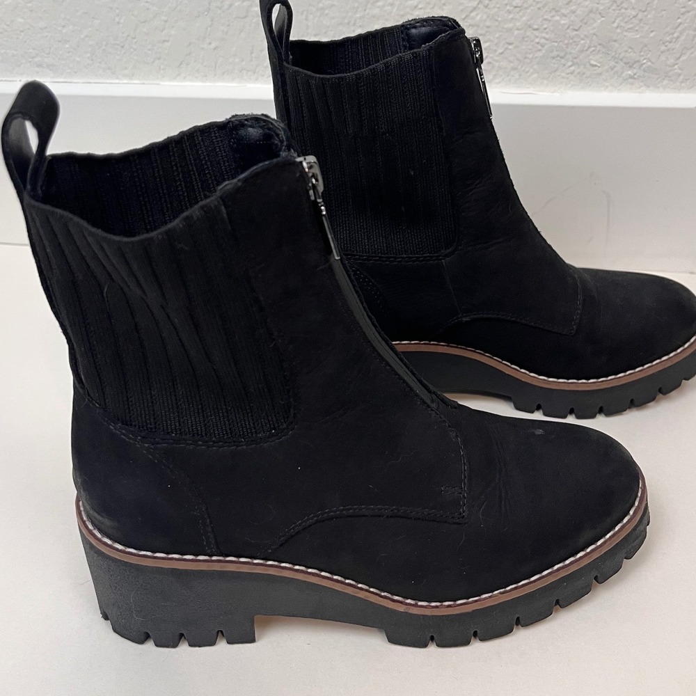 Waterproof Black Chelsea Ankle Boots  Blondo 6.5 Lug Sole Chunky Heel Moto Biker